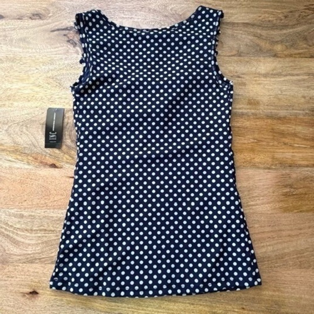 Vtg. Y2K Parisian Coquette Navy Polka Dot 2Pc Set Tank & Tiered Mini Skirt S/M - Picture 9 of 14